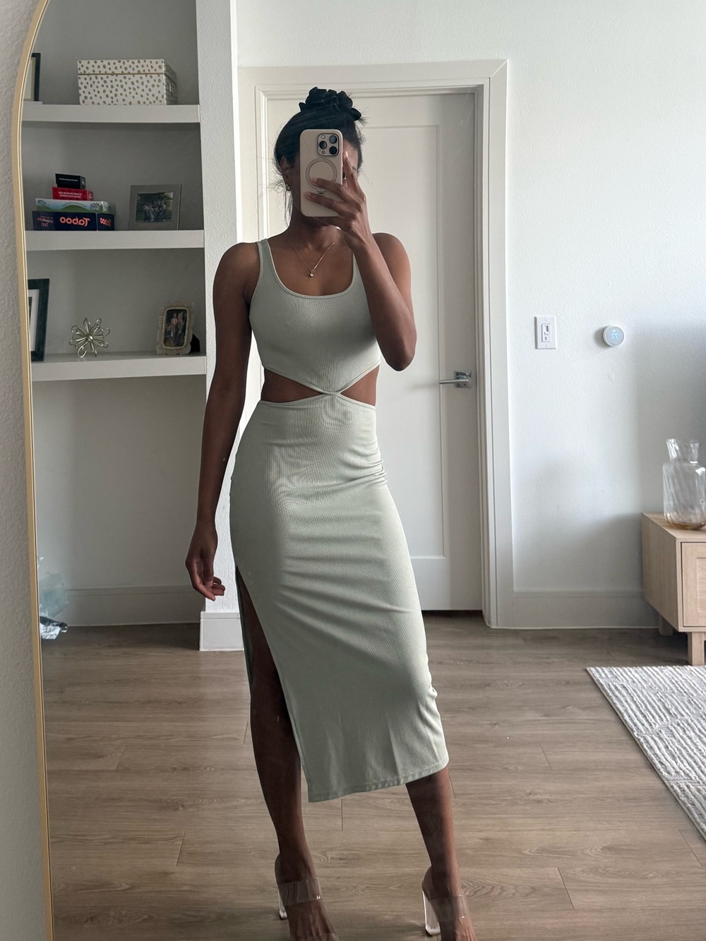 Sage Green Cutout Midi Dress